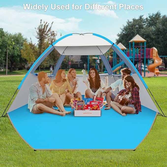 Gorich Beach Tent Sun Shelter for 3/4-5/6-7/8-10 Person with UPF 50＋ UV Protection, Lightweight & Easy Setup Beach Shade Canopy, Portable Beach Shade Tent Beach Cabana