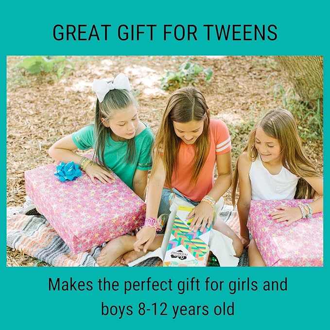 Choose Friendship Bracelet Making Kit – 20 Pre-Cut Threads, Portable Loom with Storage, Makes 8 Bracelets, Craft Gift for Kids Ages 8+, Blush Pink “Macaroon”