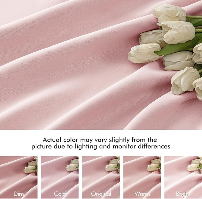 MIULEE Baby Pink Back Tab Blackout Curtains 102 Inch Long 2 Panels Set for Living Room Bedroom, Rod Pocket/Pinch Pleated Thermal Insulated Room Darkening Light Blocking Floor to Ceiling Drapes