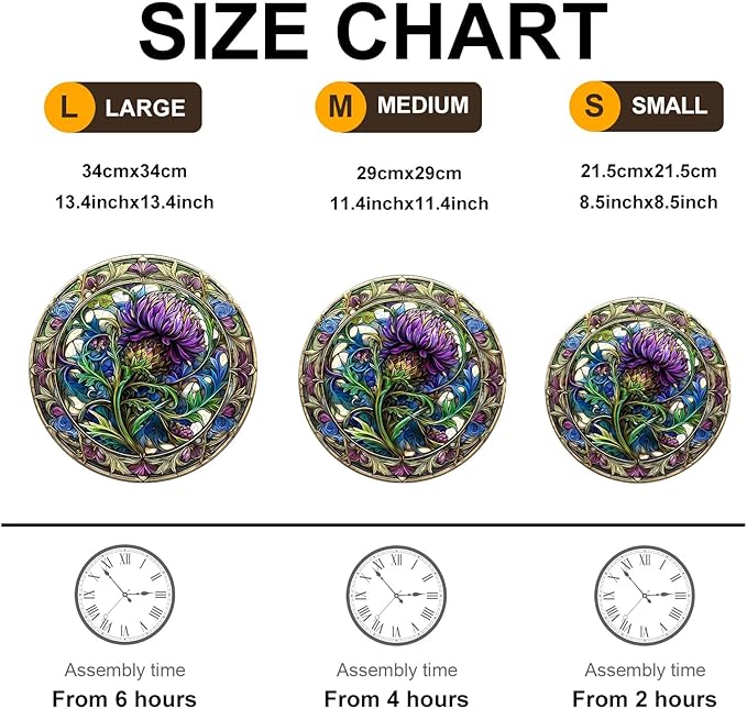 KAAYEE Wooden Jigsaw Puzzles-3D Visual Effect Scotch Thistle Wooden Puzzle Adult Unique Shape Wooden Puzzle Wooden Jigsaw Puzzle for Adult,Puzzle for Adults,Family Games (L-13.4 * 13.4in-300pcs)