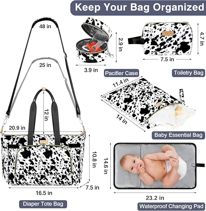 ITIEZY Diaper Bag Tote for Baby - Large Mommy Bag with Portable Changing Pad Pacifier Case, Hospital Bags Travel Baby Bag