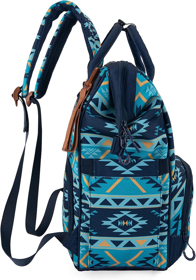 Wrangler Aztec Backpack Organized Daypack Travel Baby Bag with Stroller Strap and Side Bottle Pockets