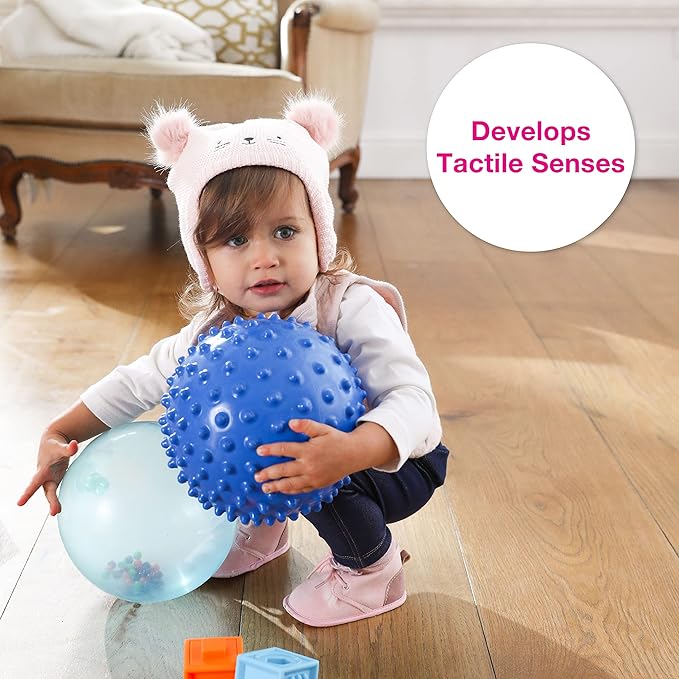 Edushape Sensory Ball for Baby - 7” Solid Primary Color Baby Ball That Helps Enhance Gross Motor Skills for Kids Aged 6 Months & Up - Pack of 1 Vibrant Colorful and Unique Textured Ball for Baby