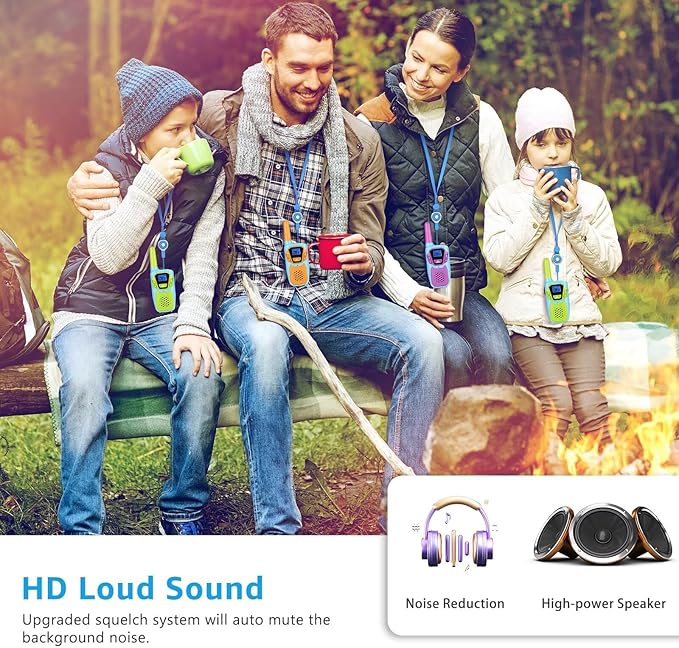 Walkie-Talkies for Kids Rechargeable Walkie Talkie for Adults Long Range FRS 2 Way Radio 3 Pack with Lanyard Battery 4 Miles NOAA USB, Family Toys for 3-12 Year Old Girls Boys Toddlers Camping