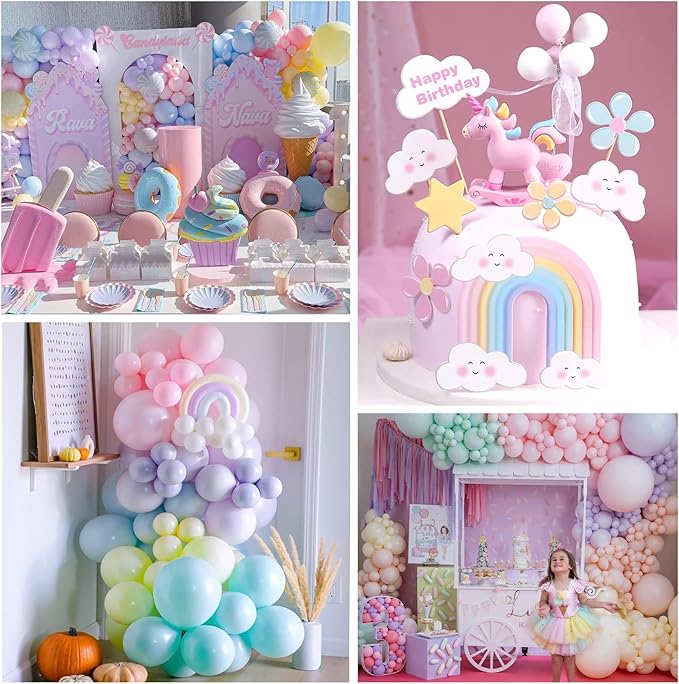 Pastel 7th Birthday Decorations for Girls 219Pcs Daisy Balloon Garland Kit, 18 10 5 Inch Pastel Rainbow Balloons Arch, Number 7 Balloons for 7 Year Old Birthday Party Decorations