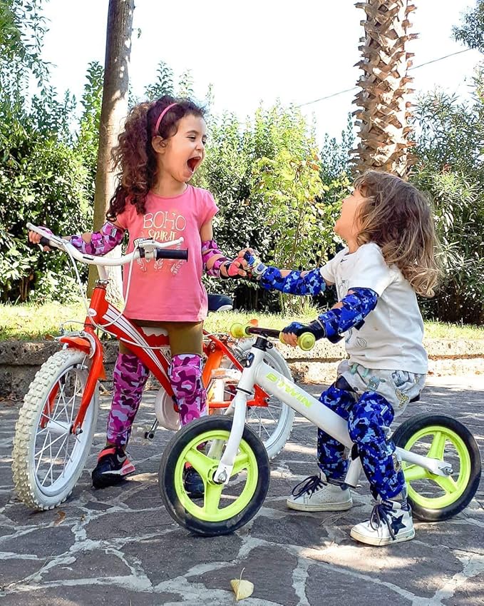 Soft-Style Kids Knee and Elbow Pads with Bike Gloves, Flexible Impact-Resistant Gear for Ages 2-11, Designed for Balance Bikes, Roller-Skating, and Skateboarding