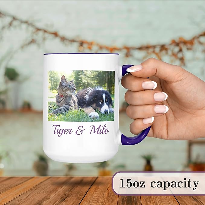 Personalized Coffee Mug, Custom Photo Text 15 Oz Ceramic Mug, Customized Picture Name Tea Cup, Unique Gift Idea, Taza Cafe Personalizadas Fotos, Cute Custom Gifts Mom Women Men, Mother's Day, Navy