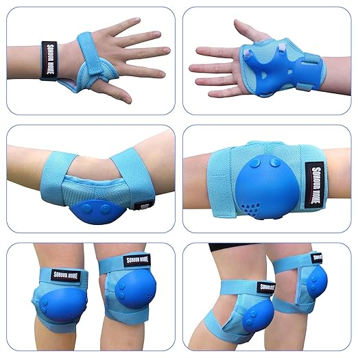Youth/Kids Knee Pads Elbow Pads Wrist Guards Protective Gear Set for 3-15 Years Child Roller Skates, Skateboard, Cycling, Inline Skating, BMX Bike, Balance Bike, Scooter Riding and Other Outdoor Sports