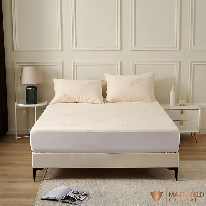 Waterproof Organic Mattress Protector Twin XL - Organic Cotton Breathable Mattress Pad Cover - 250 GSM Comfort - Deep Pocket - Fitted Comfort