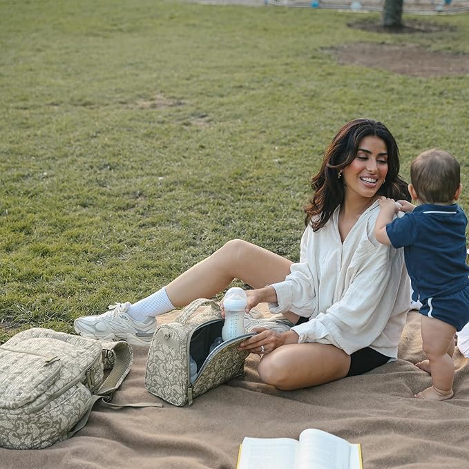 JuJuBe x Sazan Hendrix - New Insulated Bottle Bag, Breastmilk Storage Bag for Baby Bottles, Travel Waterproof Insulated Lunch or Cooler Bag for Nursing, Milk, Snacks, Paisley Floral, Mother's Day Gift