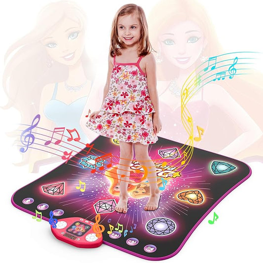 Girl Toys Age 3-4 Years Old, Dance Mat for 3-12 Year Old Kids - Light Up 8 Buttons Dance Mat with 7 Game Modes Dance Pad - Birthday Gifts for Girls Boys Kids Age 4-7 8-12