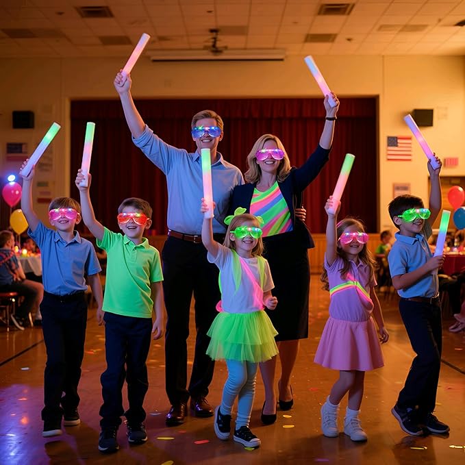 108 PCs LED Glasses,Light Up Glasses,Glow Glasses Glow In The Dark Party Supplies Suitable For Kids/Adults, 3 Light up Modes, 5 Neon Colors Rave Party,Wedding, Birthday, Concert, New Year, Carnival