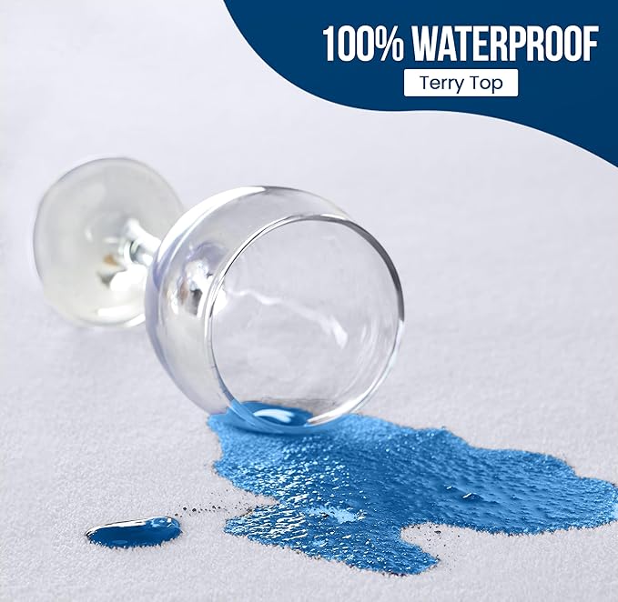 Utopia Bedding Waterproof Mattress Protector King Size, Premium Terry Mattress Cover 200 GSM, Breathable, Fitted Style with Stretchable Pockets (White)