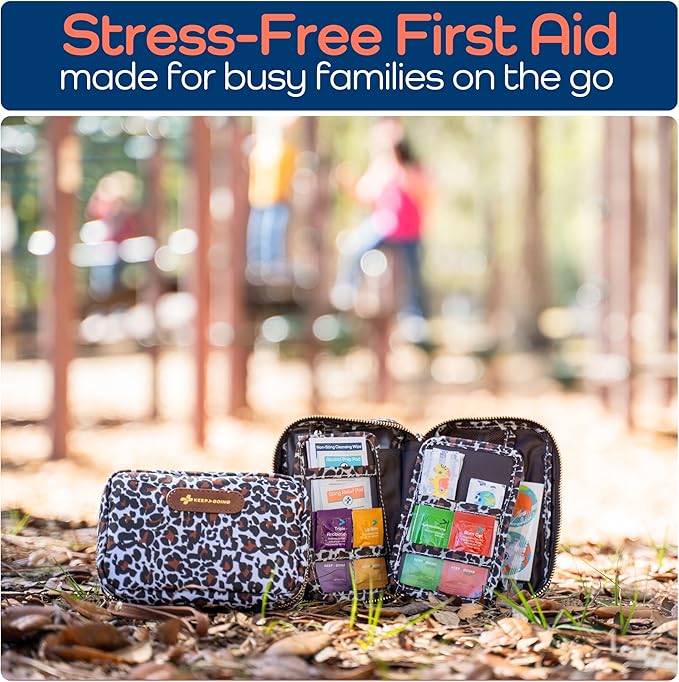 Keep Going Travel First Aid Kit for Kids – 130 Pc.for Purse, Diaper Bag, Backpack, & Suitcase, with Latex-Free Bandages – 7 x 5 x 2 in. Travel First Aid Kit TSA-Approved