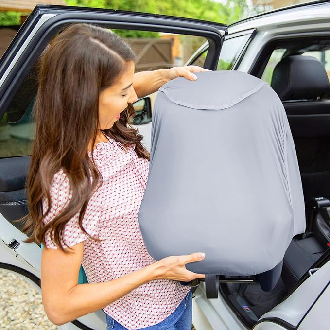 Metplus 2-in-1 Baby Car Seat Canopy, Multi Use Privacy Sun Shade, Protect Baby's Safety with Style, Infant Carrier Covers for Boys & Girls