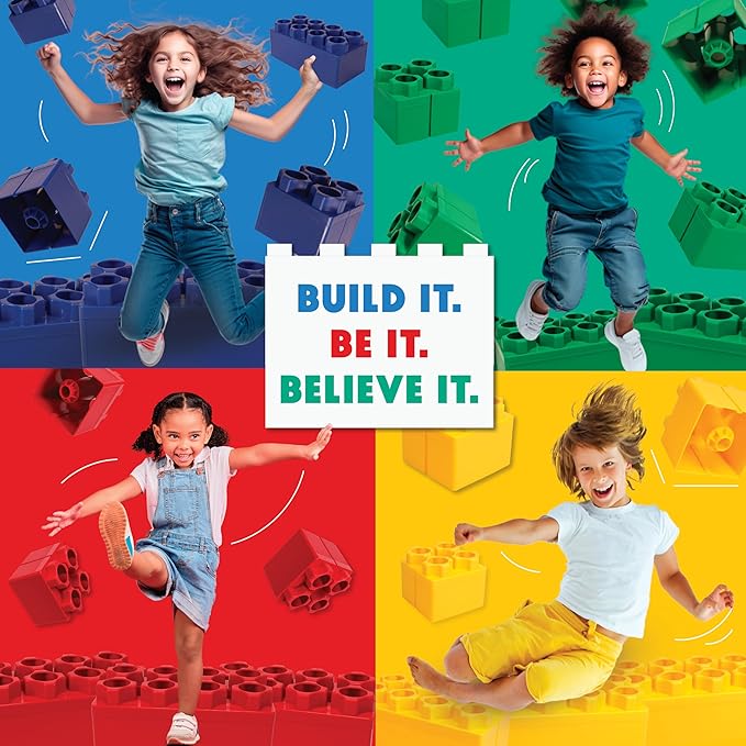 Big Blocks for Kids Ages 4-8 — Indoor & Outdoor Blocks Kids Games — Red Large Building Blocks - 48 pc