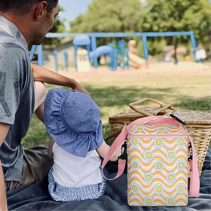Breastmilk Cooler Bag with Ice Pack Fits 4 Baby Bottles Up to 9 Ounce Insulated Baby Bottle Bag Breast Milk Cooler on The Go with Strap Baby Bottle Cooler Bag for Nursing Mom Daycare or Travel