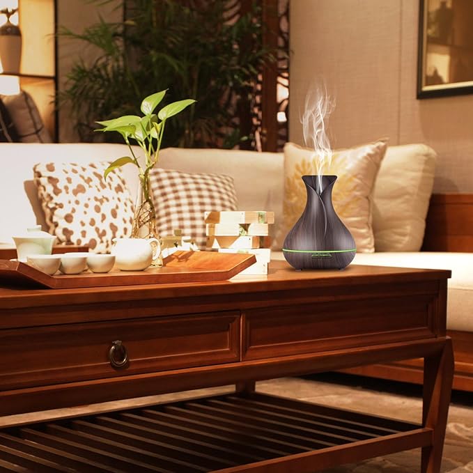 Aroma Essential Oil Diffuser, 400ml Ultrasonic Cool Mist Humidifier with Waterless Auto Shut-Off and Cleaning Kit for Home, Yoga, Office, Spa, Bedroom, Baby Room - Wood Grain