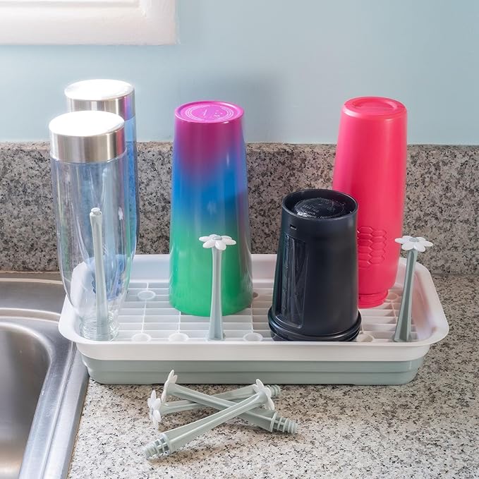 Large Countertop Bottle Drying Rack - Ideal for Insulated Water Bottles, Drinking Glasses, Sports Bottles, Baby Bottle Drying Rack, Tumblers, Mugs, Bottle Washer