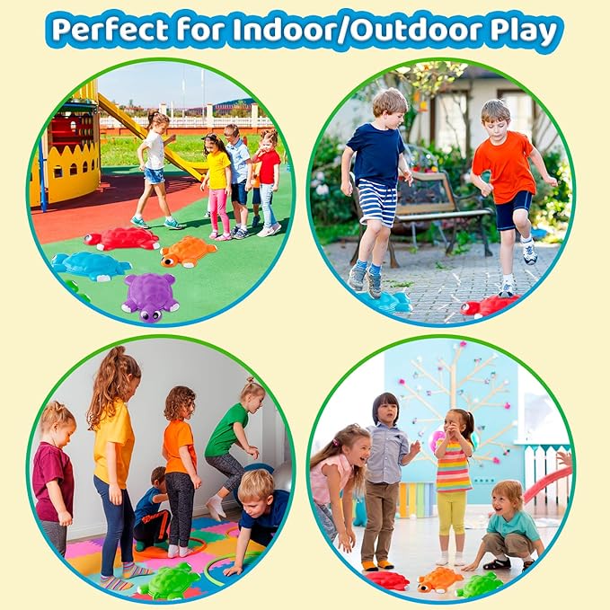 JOYIN Turtle Balance Stepping Stones, 6 Pcs Kids Turtle Jumping Stones Steps Stones Up to 265 Ibs, Toddler Obstacle Course Coordination Game Toys for Ages 3 Years and UP Indoor or Outdoor Play