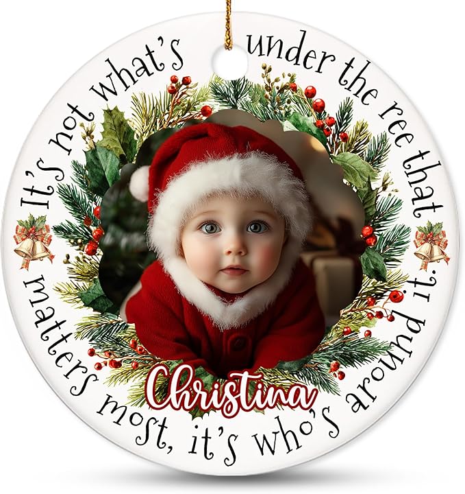 Personalized Family Photo Christmas Ornament 2025 - Custom Babies Keepsake - Sweet Gift for New Parents Mom Dad - Christmas, Birthday Gift for Newborn, Boy, Girls, Mom, Dad, Couples, Family