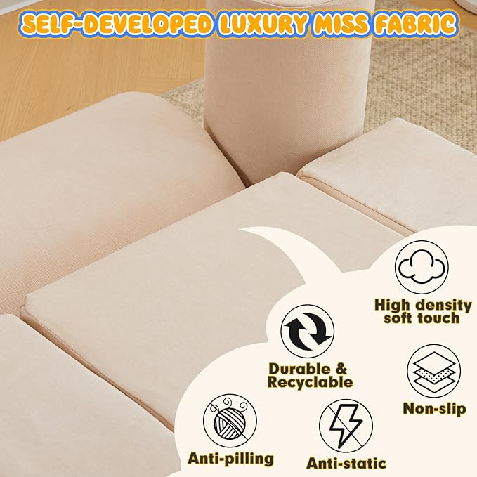 jela Foam Blocks 6Pcs Soft Play Equipment Luxury Miss Fabric, Toddler Climbing Toys Indoor Soft Play Climbing for Toddlers, Lightweight Climbing Blocks for Babies, Kids, Climb and Crawl Foam Playset