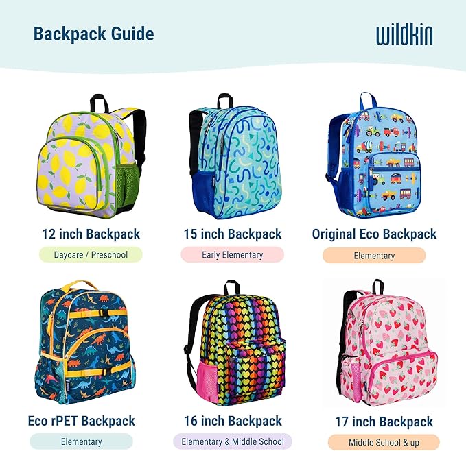 Wildkin 16-inch Kids Backpack – Durable, Padded & Spacious School Bag for Boys & Girls - Dinosaur Land