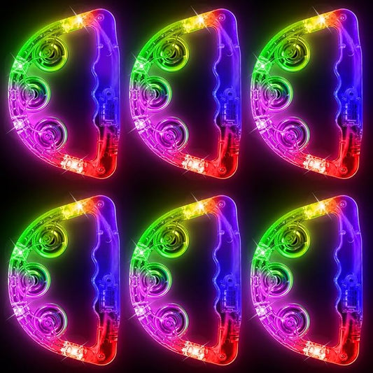 Aywewii LED Tambourine, Light Up Toys Handheld Musical Flashing Tamborine Sensory Toys Autism Toys Party Supplies for Birthday Anniversaries Gifts for Kids Adults Teens (6 Pack)