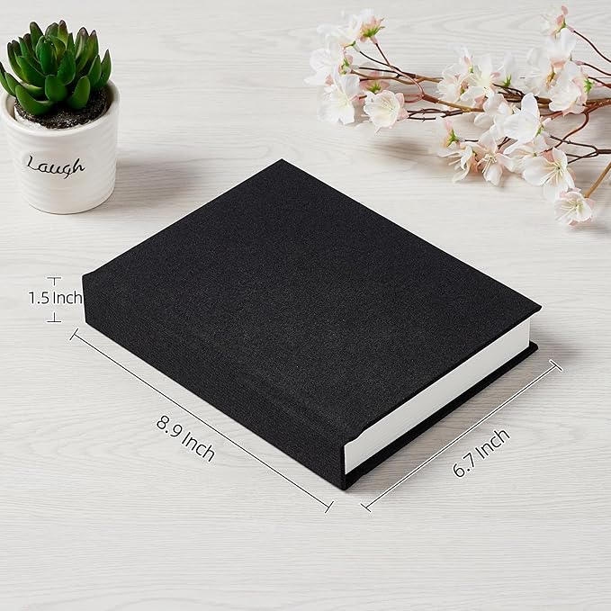 Photo Album 5x7 with Writing Space Linen Cover 5x7 Photo Album Book Holds 20 Photos Ideal for Wedding Theme-Album and Baby Photo Albums (Black,20 Pockets)