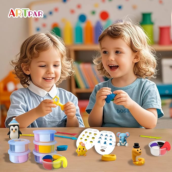 Air Dry Clay Kits for Kids-Modeling Magic Clay,12 Animals DIY Molding Clay Art Crafts Set,Ultra Light & Soft, Safe & Non-Toxic with Sculpting Tools & Tutorials, Unique Gifts for Boys & Girls
