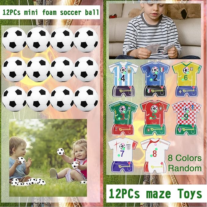 158Pcs Soccer Party Favors - Bags, Whistles, Balls, Slap Bracelets, Keychains, Stickers, Tattoos for Party Goodie Bags
