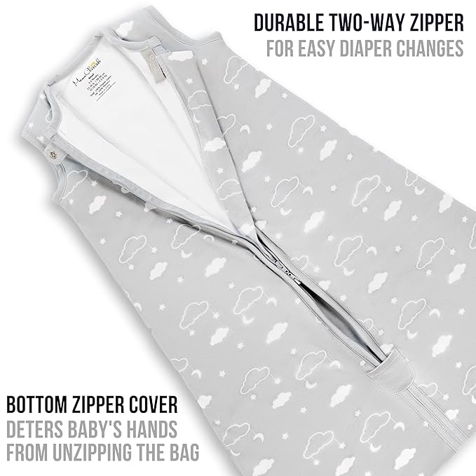 Baby Sleep Sack 1.0 TOG, Organic Cotton Baby Wearable Blanket with Two-Way Zipper, Swaddle Transition Baby Sleeping Bag, All-Season Sleep Sack for Newborn Infant Toddler Boy Girl, 2-Pack, 12-18 Month