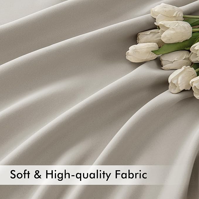 MIULEE Natural Back Tab Blackout Curtain 96 Inch Long 2 Panels Set for Bedroom, Rod Pocket/Pinch Pleat Thermal Insulated Living Room Darkening Pleated Light Blocking Floor to Ceiling Drape