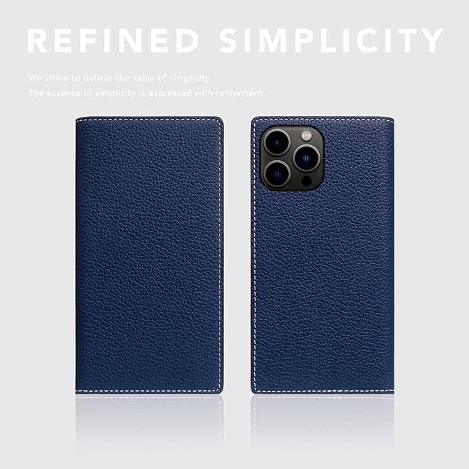 D8 Full Grain Leather Wallet Case for iPhone 15 Pro Max - [2-in-1] Handcrafted Detachable Diary Style with Magnetic MagSafe Back Cover, Gift Box Included (Navy Blue)