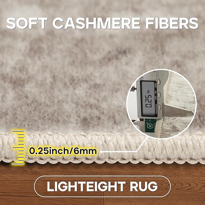 5x7 Area Rugs for Living Room Rug Washable: Modern Rug for Dining Room Bedroom Carpet Non Slip Low Pile 5 by 7 Indoor Abstract Nursery Home Office Brown Grey