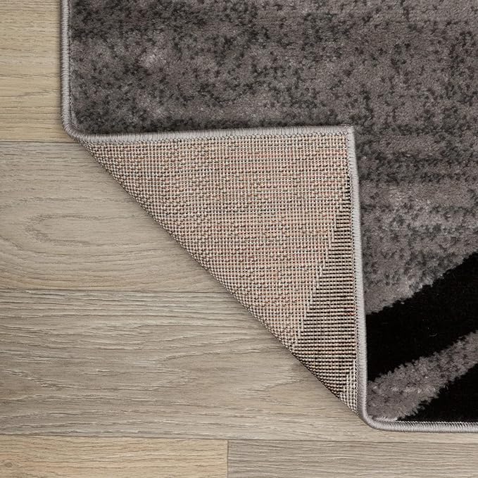 Rugshop Modern Wavy Circles Design Runner Rug 2'7" x 12' Gray