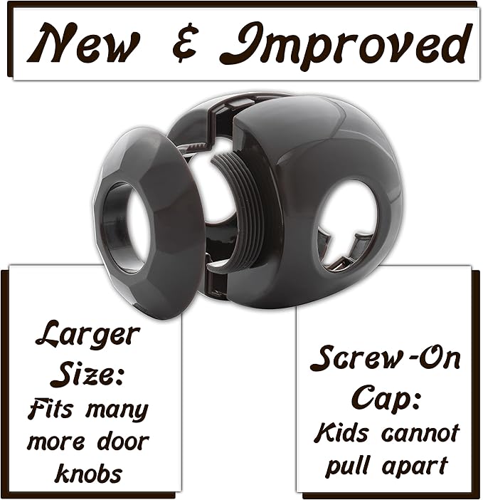 New & Improved - Door knob Baby Safety Cover - 5 Pack - Deter Little Kids from Opening Doors with A Child Proof Door Handle Lock - Driddle