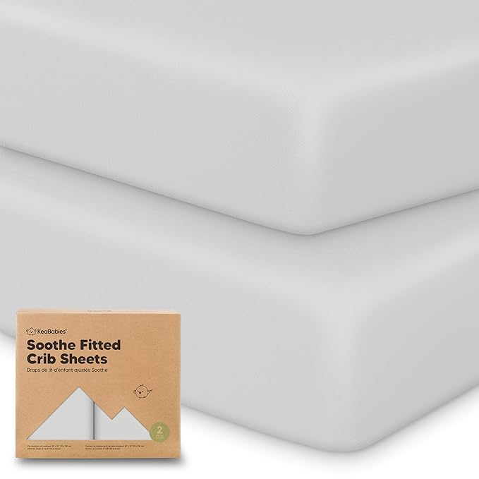 KeaBabies 2-Pack Organic Crib Sheets for Boys, Girls - 52x28 Fitted Crib Mattress Sheet Neutral, Breathable Jersey Cotton Cover for Baby Bed, Toddler Mattress, Soft & Cute Prints (French Gray)