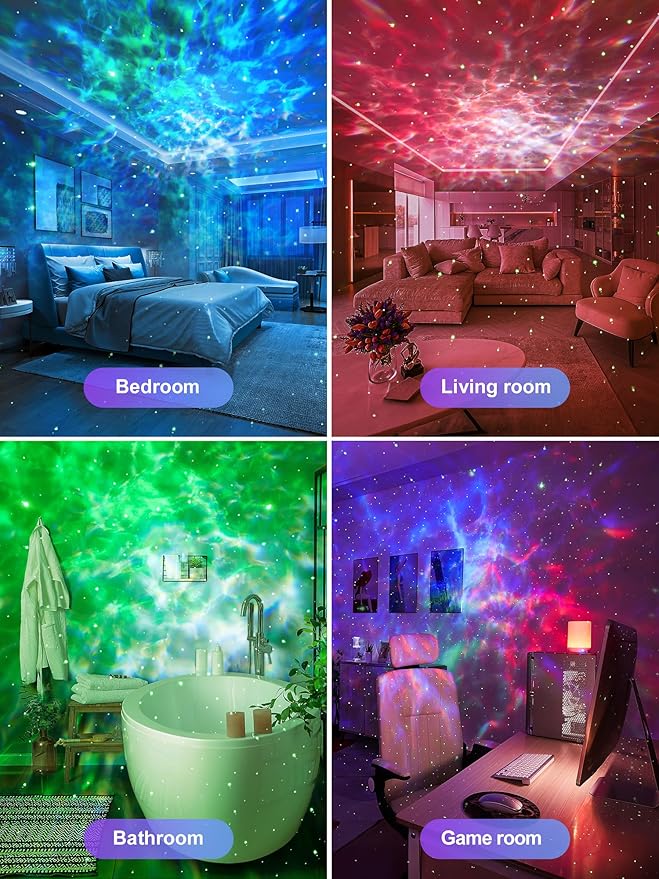 One Fire Galaxy Projector for Bedroom, 15 Colors+15 White Noise+ Bluetooth Star Projector Galaxy Light Projector Night Light Kids Room Decor Teen Girls Gift Sunset Lamp Led Lights Lava Lamp Led Clouds