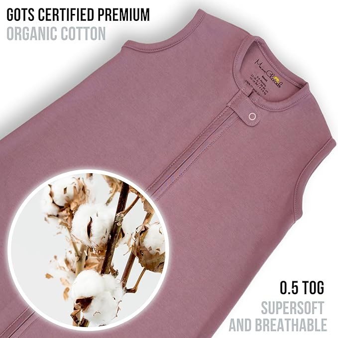 Mama Cheetah Baby Sleep Sack 0.5 TOG, Organic Cotton Baby Wearable Blanket with Two-Way Zipper, Swaddle Transition Baby Sleeping Bag for Newborn Infant Toddler Boy Girl, 24-48 Month