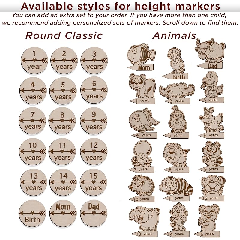 Personalized Wooden Ruler Growth Chart for Kids with Height Markers, Custom Name Growth Chart Hanging Decor for Baby Boy & Girl, Family Measuring Board Wood, Wall Meter for Children (56 in x 3,5 in)