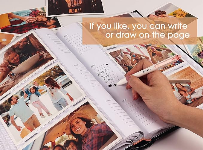 RECUTMS Photo Picture Album 4x6 300 Photos,Small Capacity Premium Leather Cover Wedding Family Photo Albums with Writing Space Holds 300 Horizontal Photos(Black)