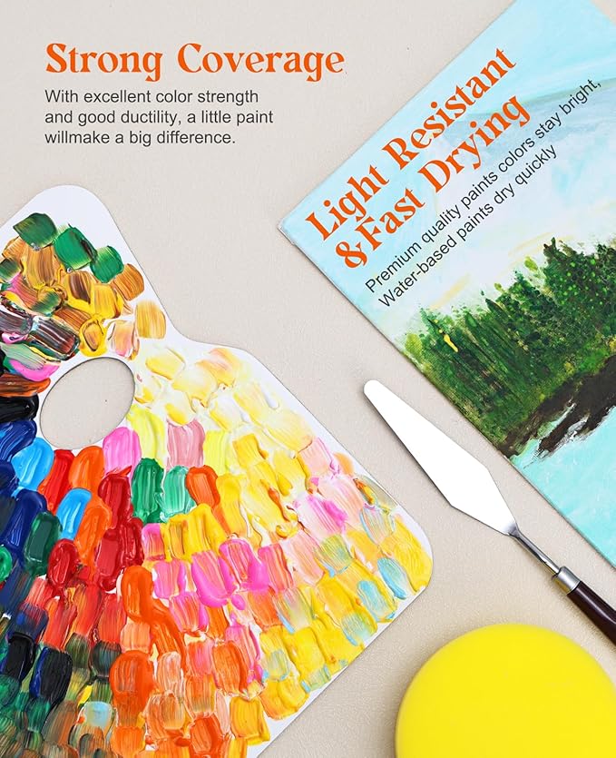 Acrylic Paint Set - 18 Colors, 8.45oz Large Bottles, Rich Pigmented Canvas Paint for Artists, Kids & Adults - Premium Non-toxic Art Supplies