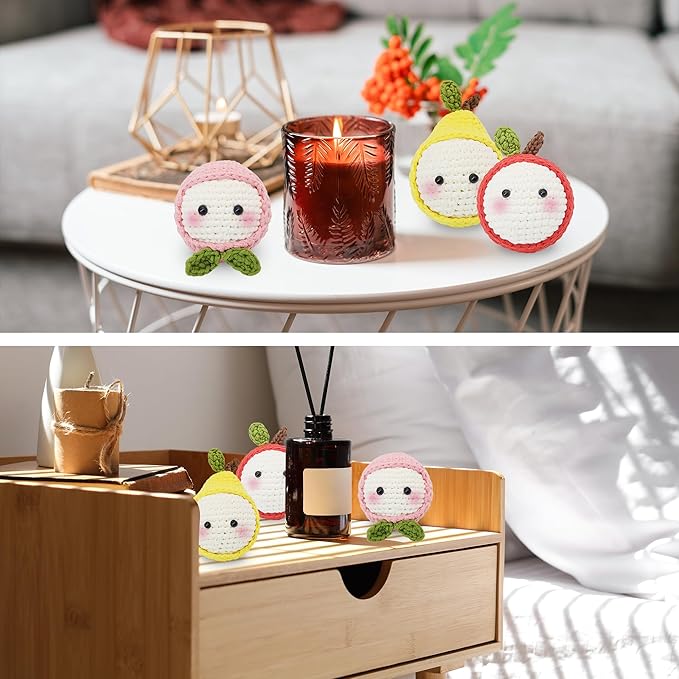 WaldyWop Crochet Kit for Beginners: 3PCS Fruit Squishies Knitting Kits, DIY Craft Kits for Adults w/Video Tutorials & Soft Yarn, Hook - Hobbies Starter Kit for Kids, Birthday Gifts Set for Girls Women