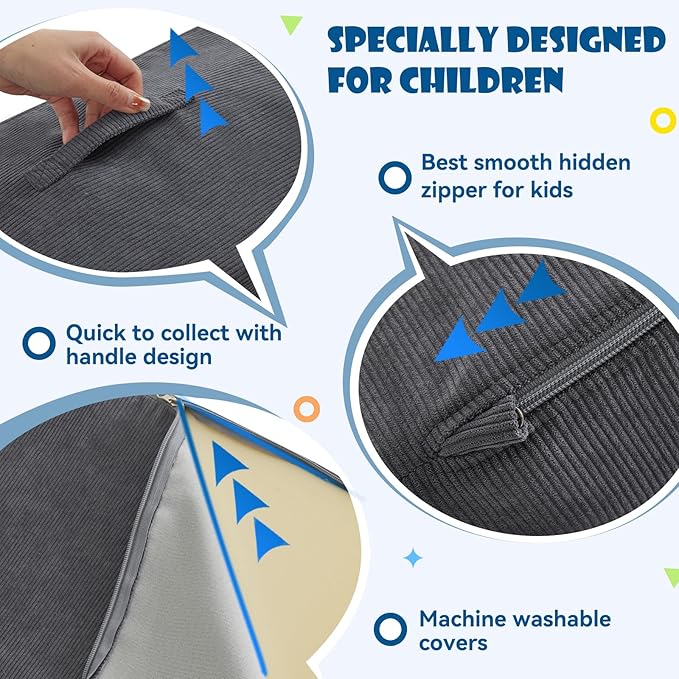 Jela Foam Blocks 6Pcs Soft Play Equipment Luxury Corduroy Fabric, Toddler Climbing Toys Indoor Soft Play for Toddlers