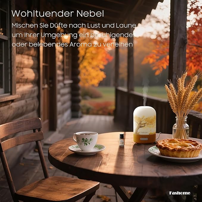 Oil Scent diffusers for Home with Frankincense Oil, 6 in 1 Ultrasonic 100ML Aromatherapy Scent Humidifier Vaporizer with Dense fine Mist, Timer, Auto-Off (Autumn-Frankincense)