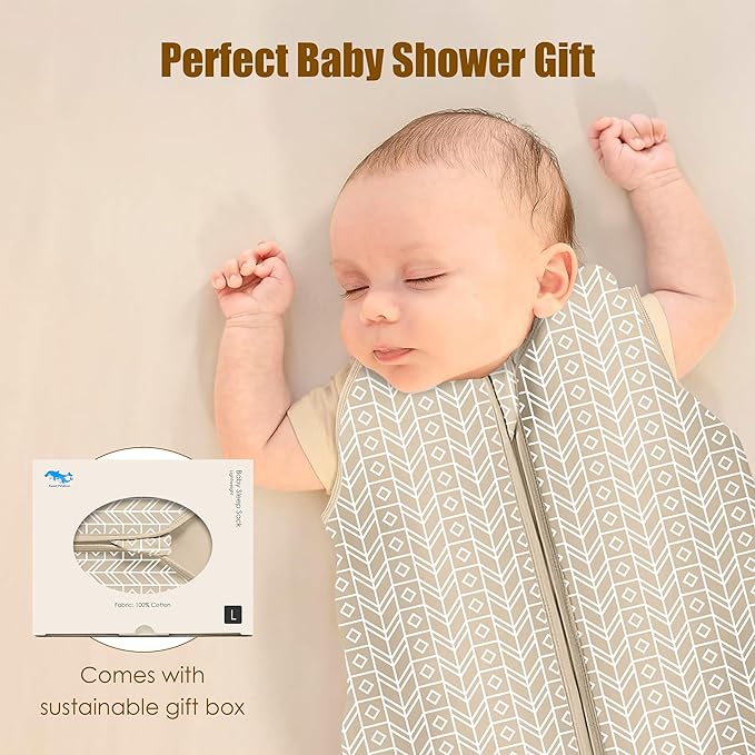 SWEET DOLPHIN Baby Sleep Sack 12-18 Months - 100% Cotton 2-Way Zipper TOG 0.5 Infant Wearable Blanket, Newborn Essentials Toddler 3 Pack Sleeping Sacks - Brown