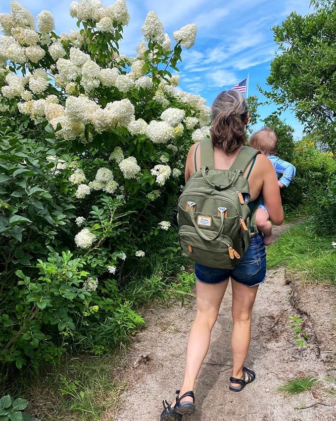 RUVALINO Diaper Bag Backpack - Multifunction Travel Back Pack Maternity Baby Changing Bags, Diaper Changing Totes, Large Capacity, Waterproof and Stylish, Baby Travel Essential, Army Green