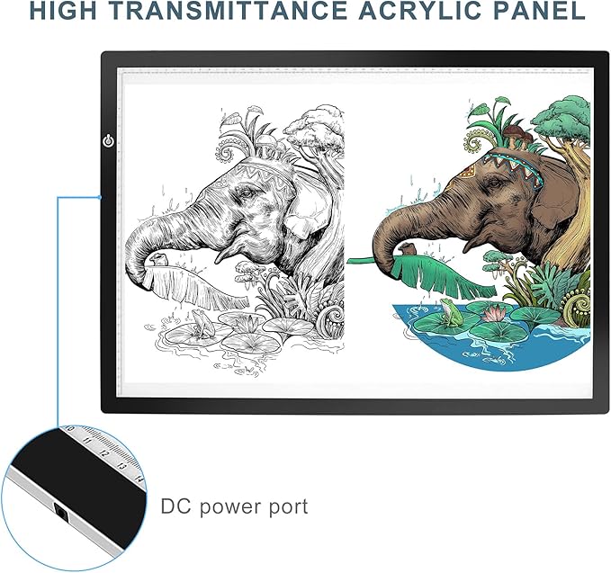 LitEnergy A2 LED Copy Board Light Tracing Box, Ultra-Thin Adjustable Artcraft LED Trace Light Pad for Tattoo Drawing, Streaming, Sketching, Animation, Stenciling