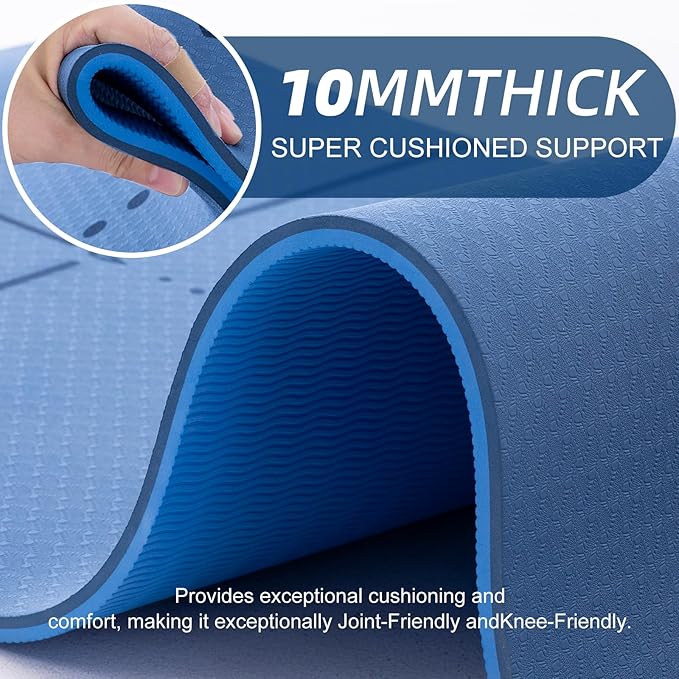 UMINEUX Yoga Mat Extra Thick 1/3'' & 2/5" Non Slip Yoga Mats for Women Eco Friendly TPE Fitness Exercise Mat with Carrying Sling & Storage Bag